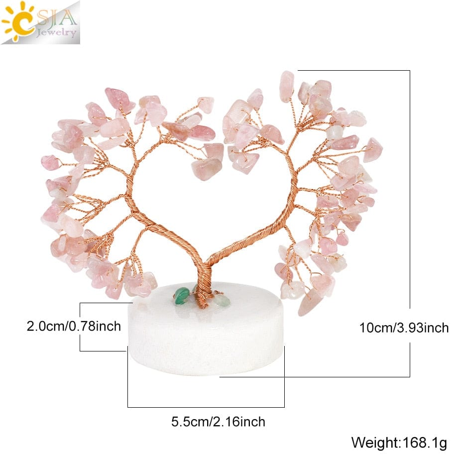 7 Chakras Natural Crystal Money Tree with Agate Slices Love Heart Lucky Tree for Life Fengshui Home Decor Wealth and Luck G831