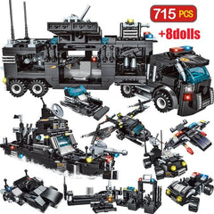 792 Pcs City Police Station Car Building Blocks For City SWAT Team Truck House Blocks Diy Toy For Boys Children