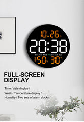 LED Large Digital Wall Clock 10inch with Remote Control Temperature Humidity Date Week Display