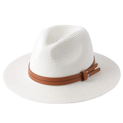 56-58-59-60CM New Natural Panama Soft Shaped Straw Hat Summer Women/Men Wide Brim Beach Sun Cap UV Protection Fedora Hat