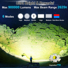 Spotlight 900000 Lumens Rechargeable Led Spot Lights Handheld Large Flashlight Super Bright Outdoor Solar Spotlights Searchlight