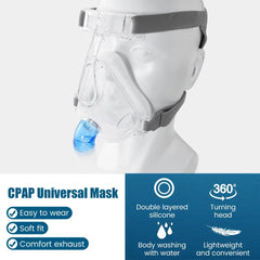 CPAP Full Face Mask Medical Silicon Full Facial Mask Auto BiPAP CPAP Mouth Nasal Mask with Headgear for Sleep Apnea Anti Snoring