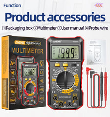 Digital Multimeter True RMS Handheld High Precision Tester NCV AC/DC Voltage Current Resistance Ohm Tool