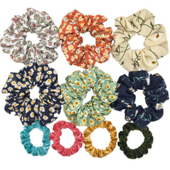 Scrunchies Set Hair Accessories Velvet Chiffon ties band Sequins organza Ponytail Holder Headwear No Crease Leopard Solid  10pcs