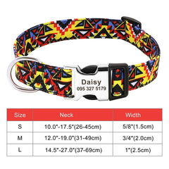 Customized Printed Pet Collar Nylon Dog Collar Personalized Free Engraved Puppy ID Name Collar for Small Medium Large Dogs Pug - Wowza