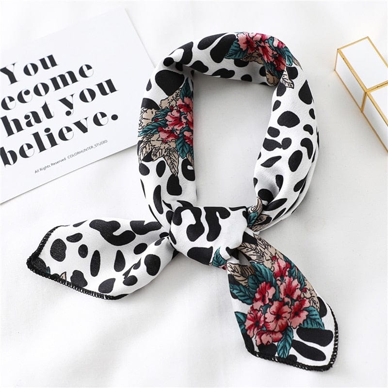 2022 New Women Silk Scarf Square Foulard Lady's Neck Hair Scarves Design Printed Head Kerchief Fashion Girl  Scarfs