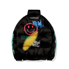 GONTHWID Graffiti Print Puffer Cotton Padded Parkas Streetwear Hip Hop Casual Thick Warm Jackets Coats Hipster Fashion Winter Co