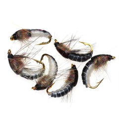 6PCS Trout Fishing Realistic Nymph Scud Fly Nymphing Artificial Insect Baits Flying Lure Fishing Accessories