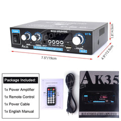 Digital Amplifiers AK35 800W  100-240V 12V Bass Audio Power Bluetooth AMP Hifi FM Subwoofer Speakers