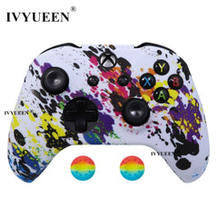 IVYUEEN Silicone Protective Skin Case for XBox One X S Controller Protector Water Transfer Printing Camouflage Cover Grips Caps