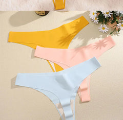 3PCS/SET Sexy G-String Underwear Female T-back Intimates Lingerie Seamless Low Waist Underpants 10 Color Lady Bikini Panty XS-XL