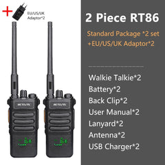 10W Retevis Walkie Talkie Long Range RT86 Walkie-talkies 1/ 2 pcs Two-way radio Powerful Portable Radio Communicator For Hunting