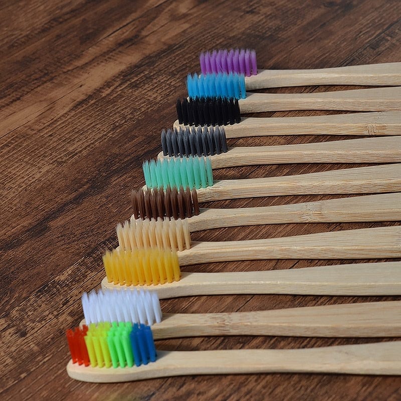 New Design Mixed Color Bamboo Toothbrush Eco Friendly Wooden Tooth Brush Soft Bristle Tip Charcoal Adults Oral Care Toothbrush