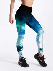 Qickitout 12% Spandex Fashion Cartoon Ice Cream God Horse Skull Digital Printed Legging Womens Star Stretch Pants