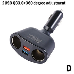 Car Cigarette Lighter 12V-24V Socket Splitter Blue Atmosphere Light PD QC3.0 2 USB Charger C Ports For Mobile Phone DVR Chargers