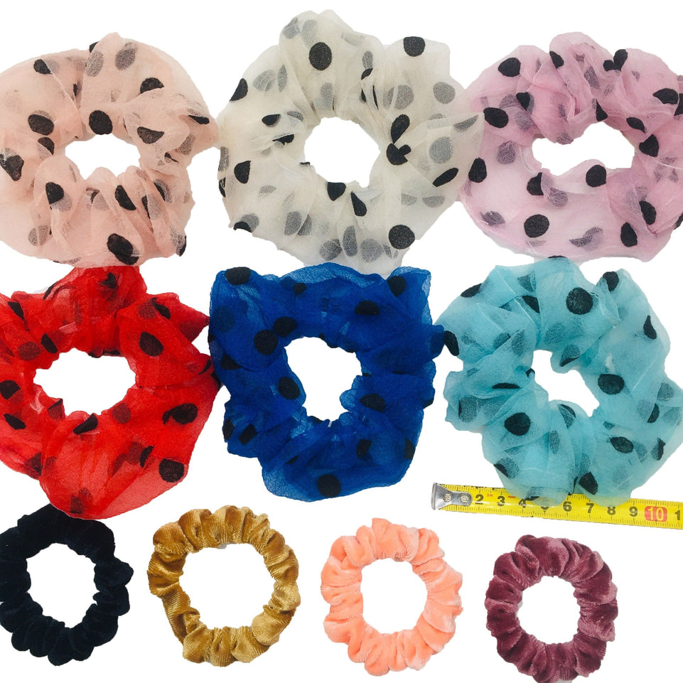 Scrunchies Set Hair Accessories Velvet Chiffon ties band Sequins organza Ponytail Holder Headwear No Crease Leopard Solid  10pcs