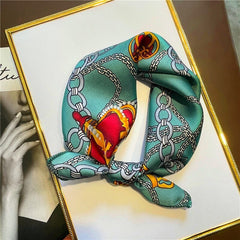 Women Small Satin Silk Scarf Square Print Wrap Foulard Femme Handkerchief Bandana Neck Hair Skinny Tie Scarves Shawls