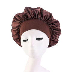 Newly Women's Satin Solid Sleeping Hat Night  Hair Care Bonnet Nightcap For Women Men Unisex Cap