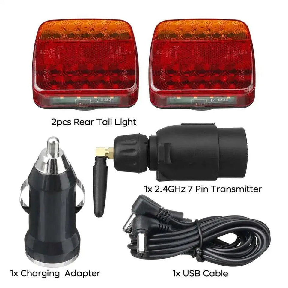 2pcs Wireless Magnetic LED Truck Tail Light Trailer Rear Light Signal Warning Brake Light for Caravans Campers Lorry Caravan RV