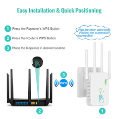 Wireless WiFi Repeater Wifi Signal Booster Dual-Band 2.4G 5G WiFi Extender 802.11ac Gigabit WiFi Amplifier WPS Router