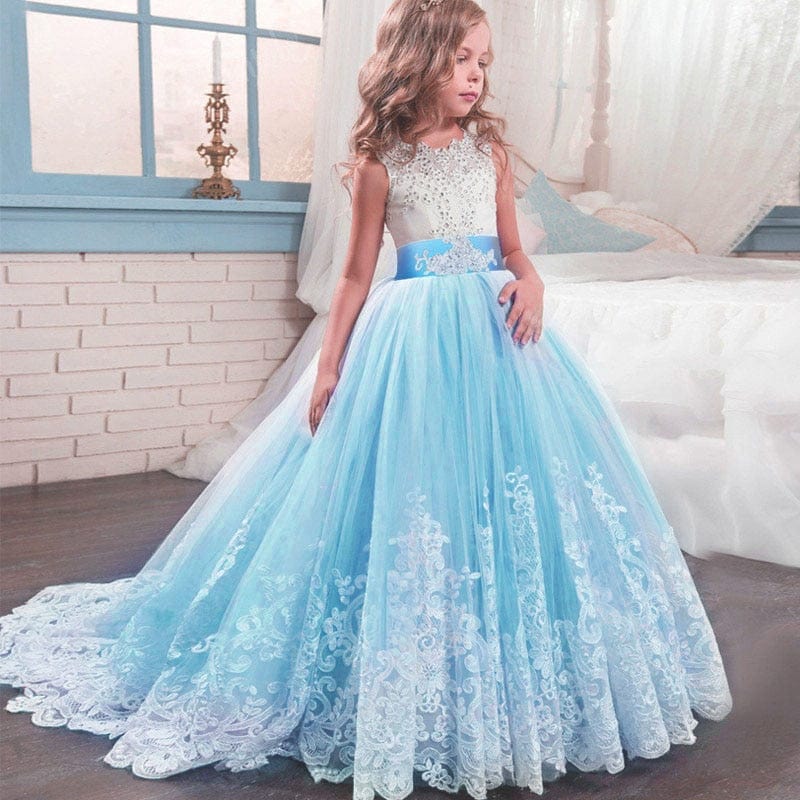 2023 Summer Girls Dress Long Bridesmaid Kids Dresses For Girls Children Princess Dress Party Wedding Dress 3 10 14 Years Vestido