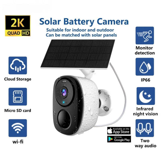 Solar WiFi Video Security Camera Audio Surveillance Camera Rechargeable Battery with Solar Panel Outdoor Motion Detection