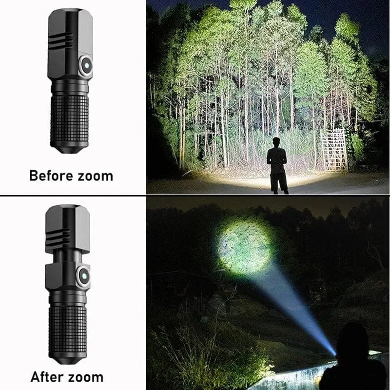 Powerful Led Torch Flashlight 4 Core Built in Battery Shot Long Smart Type-c Rechargeable Flash Light EDC Torch Lamp For Camping