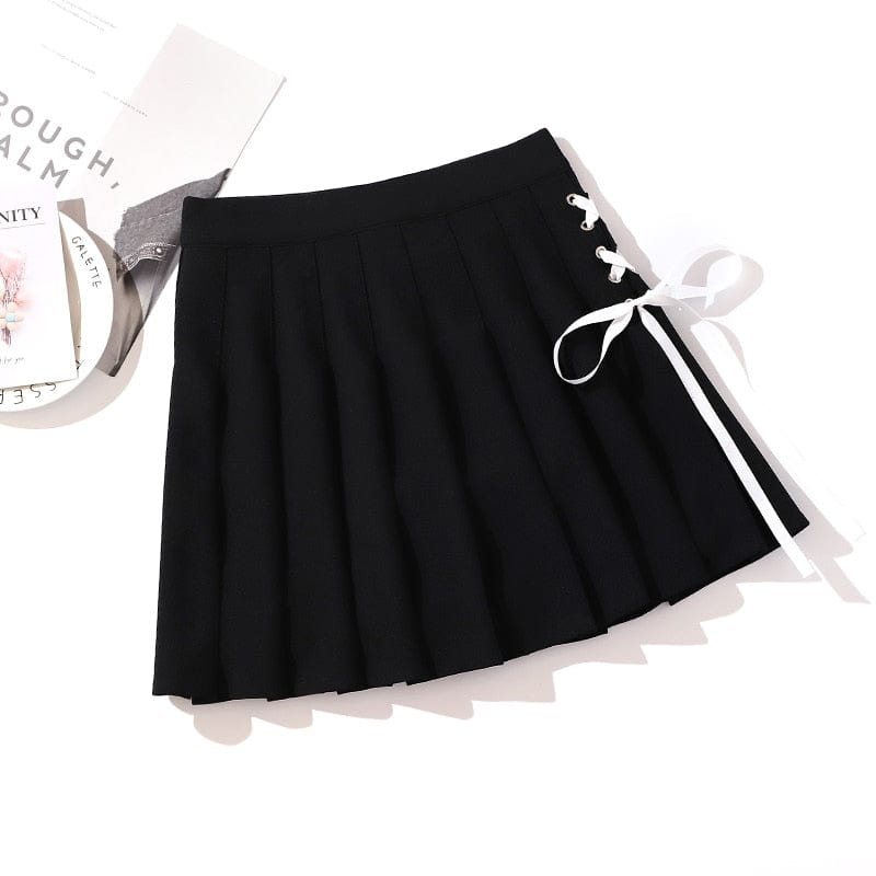 Black High Waist Mini Skirts Punk Pleated Vintage Skirt Gothic Streetwear Cross Print Pleated Women Skirts Lolita Harajuku Skirt