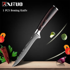 XITUO Chef knife 1-10 Pcs Set Kitchen Knives Laser Damascus Pattern Sharp Japanese Santoku Knife Cleaver Slicing Utility Knife - Wowza