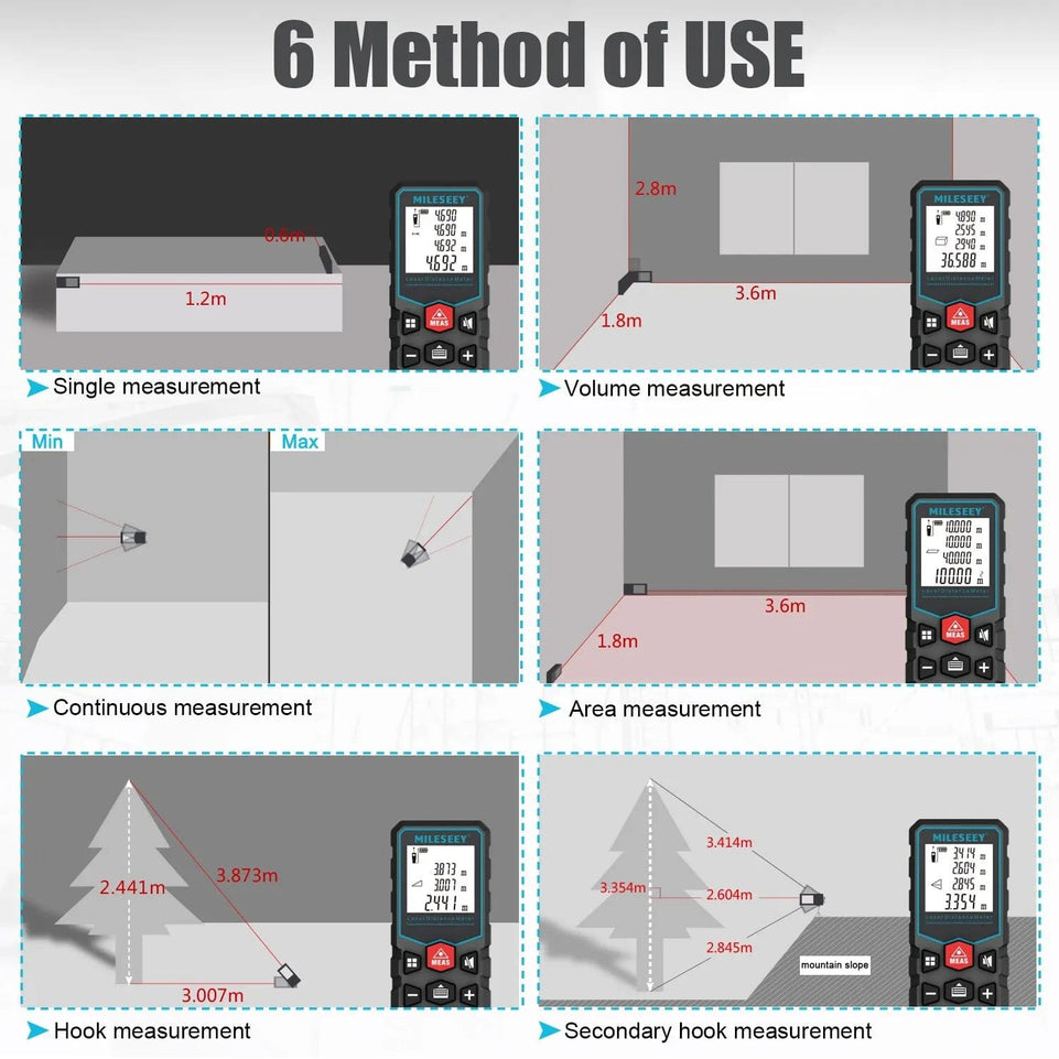 Mileseey X5 Laser Tape Measure Distance Meter Roulette Digital Tape Rangefinder Range Finder