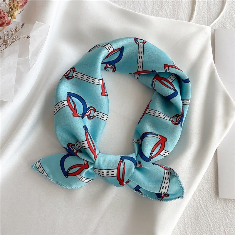 2022 New Women Silk Scarf Square Foulard Lady's Neck Hair Scarves Design Printed Head Kerchief Fashion Girl  Scarfs