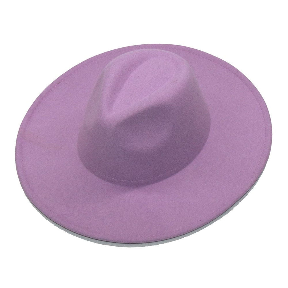 Classic Women's Hat Big Wide Brim 9.5CM Jazz Fedora Caps All-match Solid Color Casual Formal Church Felt Hat