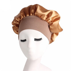 Newly Women's Satin Solid Sleeping Hat Night  Hair Care Bonnet Nightcap For Women Men Unisex Cap