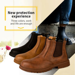 Water Proof Safety Work Shoes For Men Steel Head Leather Boots Male Footwear Indestructible Construction Work Shoes Brown