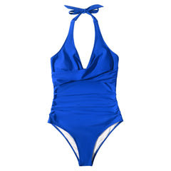 One Piece Swimsuit Women Tummy Control One Piece Swimsuits High Waisted Sexy Halter Bathing Suits XL Push Up Swimwear Women 2023