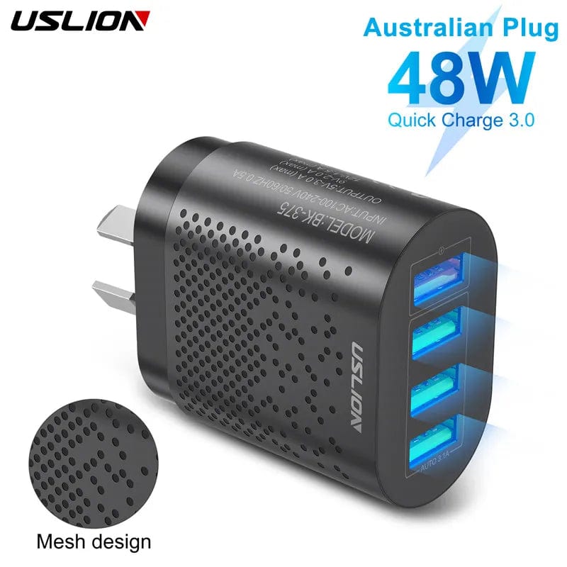 AU 48W 4 ports Charger Travel Fast Charger USB Type C Quick Charger Australian Plug Mobile Phone Charger For iPhone Sony