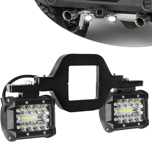 4 inch 60W Work Light Spot Flood Offroad Car Lights Bar with Universal Trailer Tow Hitch Mount Bracket for Pickup Truck Van