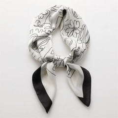 Female Silk Neck Scarf Letter D Print Square Hair Scarves Foulard Head Band Shawls And Wraps Neckerchief Bandana 70*70cm