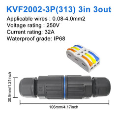 Cable Connector IP68 Waterproof Quick Connection KVSF-15 2 in 2 out 2/3/4/5 Pin Electrical Terminal Adapter Wire Connector