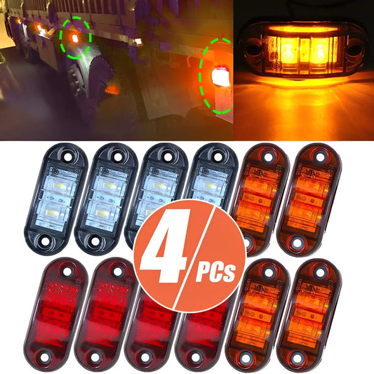 12/24V LED Side Marker Lights For Trailer Trucks Cars Waterproof Oval Side Clearance Warning Light Red Orange Lamp Led