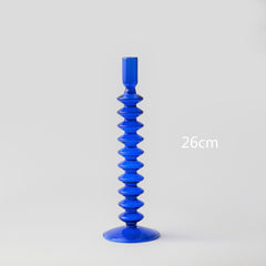 Blue Glass Candlesticks for Wedding Birthday Holiday Home Decoration Morden Decorative Glass Candle Holder 1PC