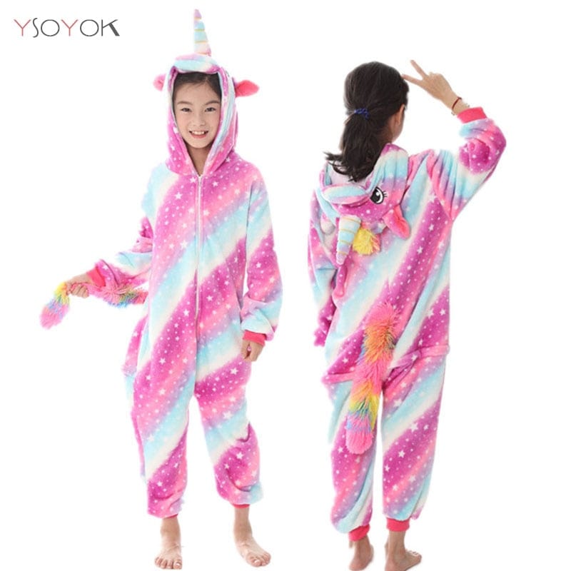 Kigurumi Children Winter Sleepwear Kids Unicorn Panda Pajama sets Baby Girls Boys Panda Licorne Onesies for 4 6 8 10 12 Years