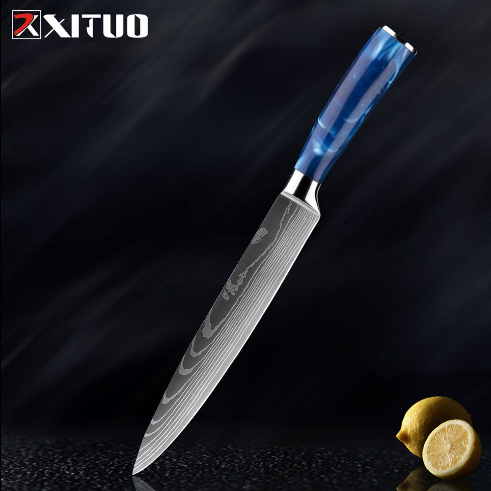 XITUO Kitchen Knife Set Japanese Chef Knives 7CR17 Stainless Steel Damascus Laser Slicing Santoku Cleaver 1-10pc Kitchen Knifes - Wowza