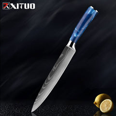 XITUO Kitchen Knife Set Japanese Chef Knives 7CR17 Stainless Steel Damascus Laser Slicing Santoku Cleaver 1-10pc Kitchen Knifes - Wowza