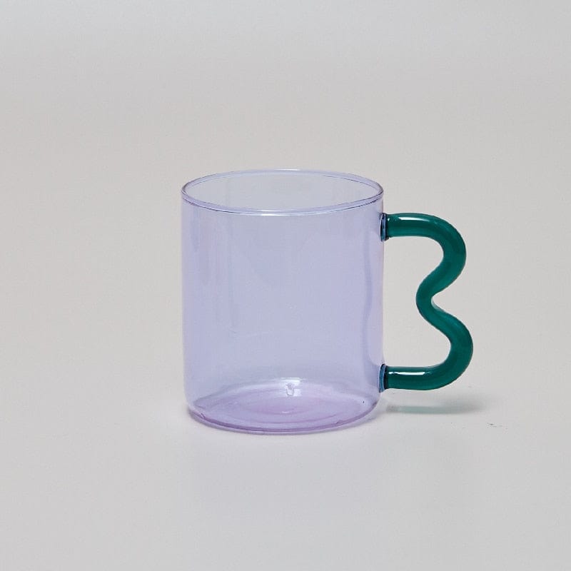 Colored Glass Cups Original Design Colorful Waved Ear Glass Mug Handmade Simple Wave Coffee Cup for Hot Water - Wowza