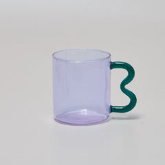 Colored Glass Cups Original Design Colorful Waved Ear Glass Mug Handmade Simple Wave Coffee Cup for Hot Water - Wowza