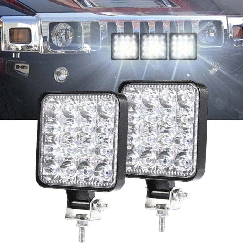 LED Work Light for Car, Tractor, Truck, 4X4 Accessories, SUV Off-Road LED Fog Lamp, Headlight Spotlight, 48W, 16LED, 12V, 24V