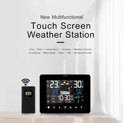 Weather Station Alarm Clock Multifunction Thermometer Hygrometer Touch Screen Wireless Sensor Sunrise Sunset