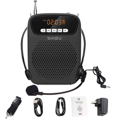 SHIDU 15W Portable Voice Amplifier Wired Microphone FM Radio AUX Audio Recording Bluetooth Speaker For Teachers Instructor S278