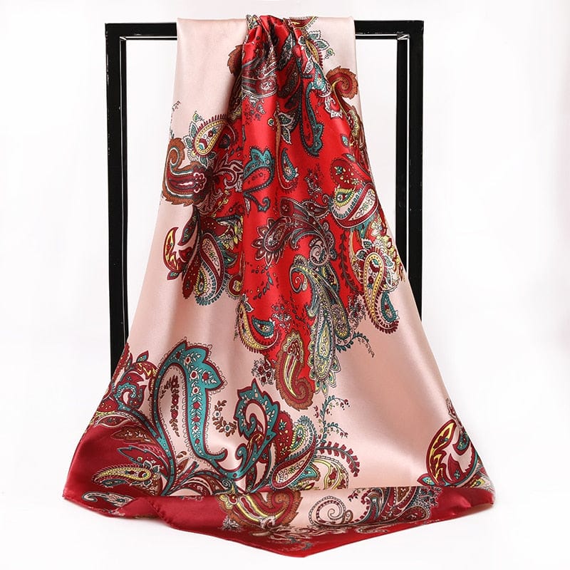 Square Silk Scarves Women 90*90cm Satin Hijab Scarf Muslim Female Chiffon Shawls And Wrap Hair Head Scarves Pareo Bandanna